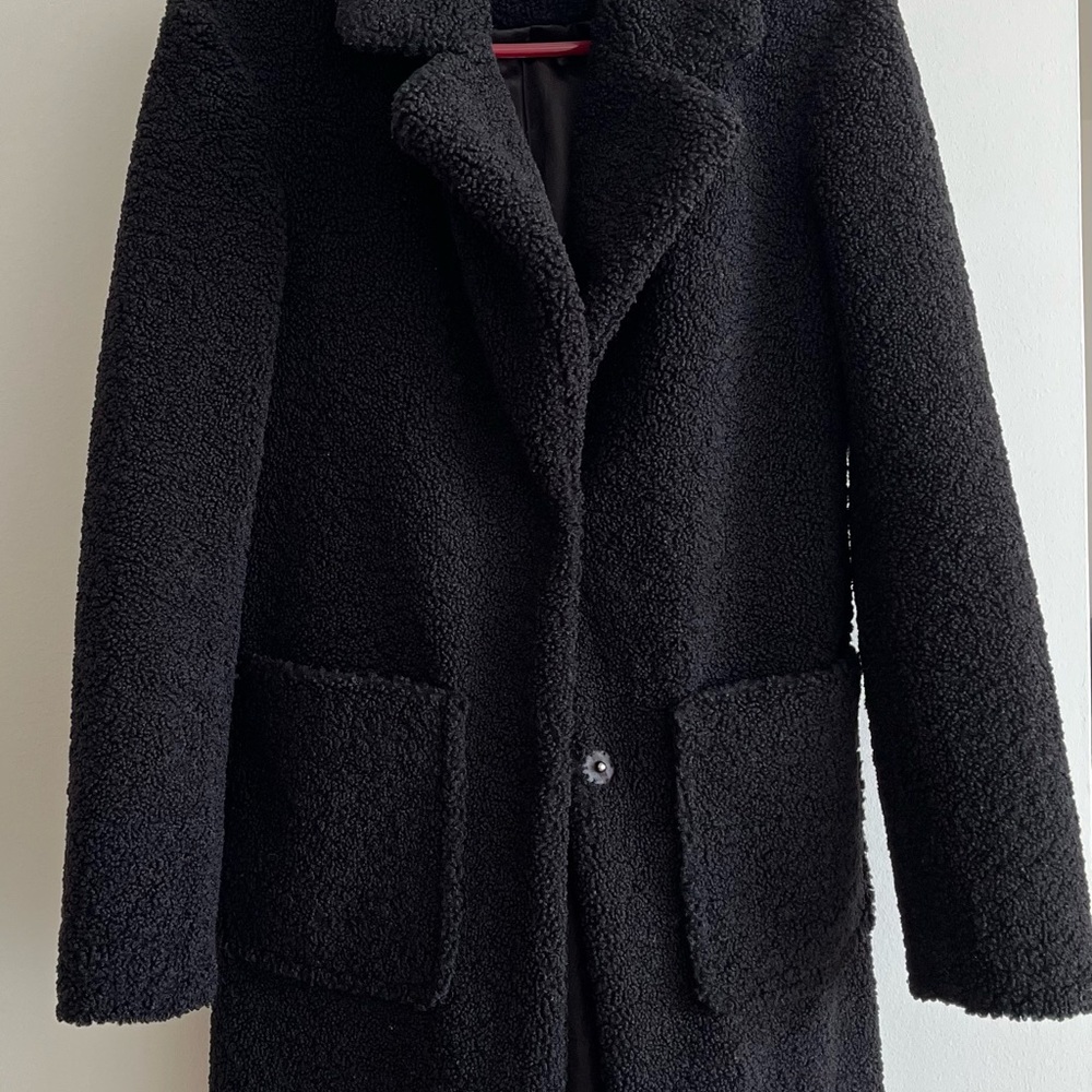 French Connection Women's Black Teddy Coat